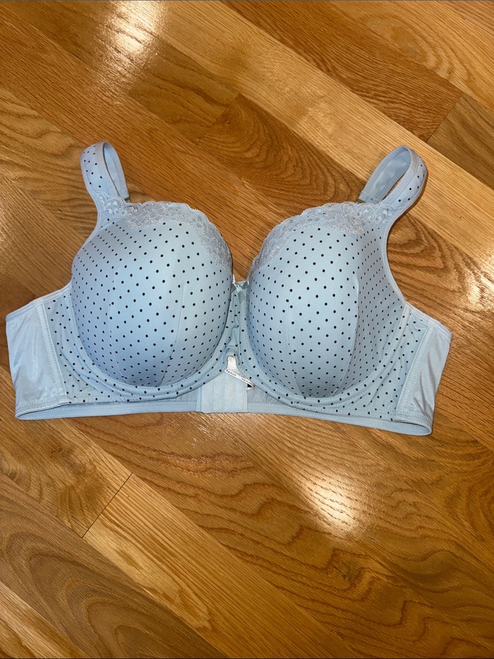 Avenue 48C Light Blue Polka Dot Underwire Bra Plus Size Lace Trim